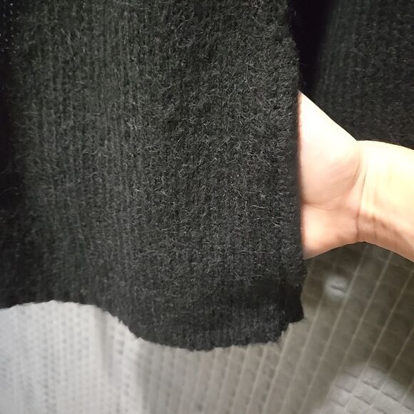 Alpaca Cardigan Cape Sweater SzM 3/4Sleeve Kenar Knit Cozy Basic Capsule Cottage - Picture 9 of 16